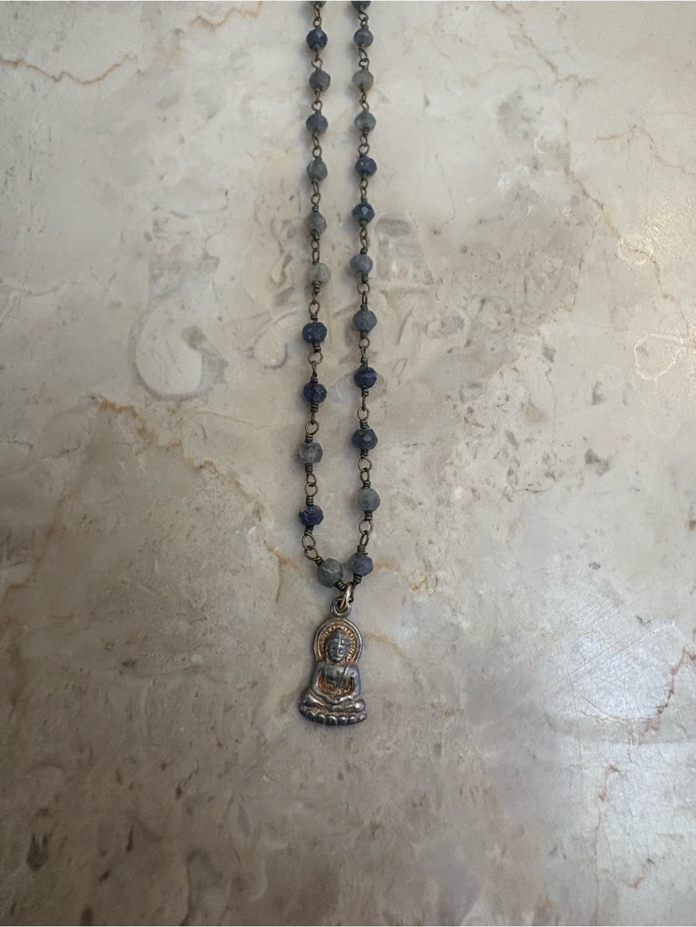 Blue Beaded Buddha Pendant Necklace - Women Jewelry